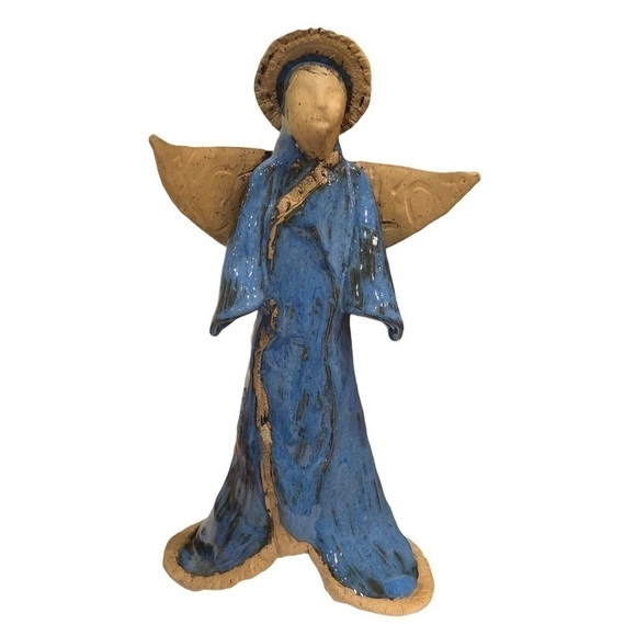 𝅺stoneware Angel with Glazing - Picture 1 of 7